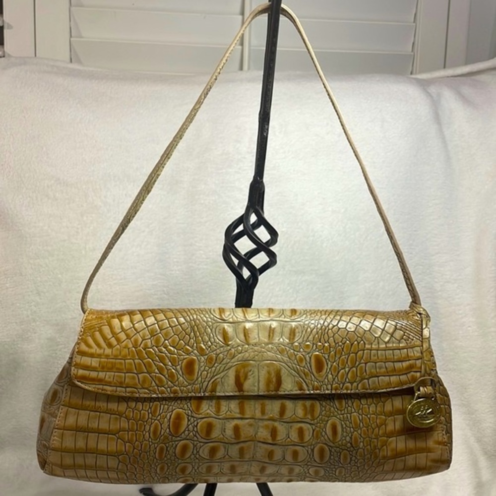 🐊🤎EUC+RARE, Auth BRAHMIN Crocodile Embossed -Vintage Shoulder Bag